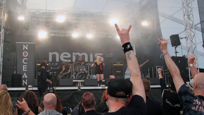 Bandet Nocean på Nemis-scenen på Sweden Rock